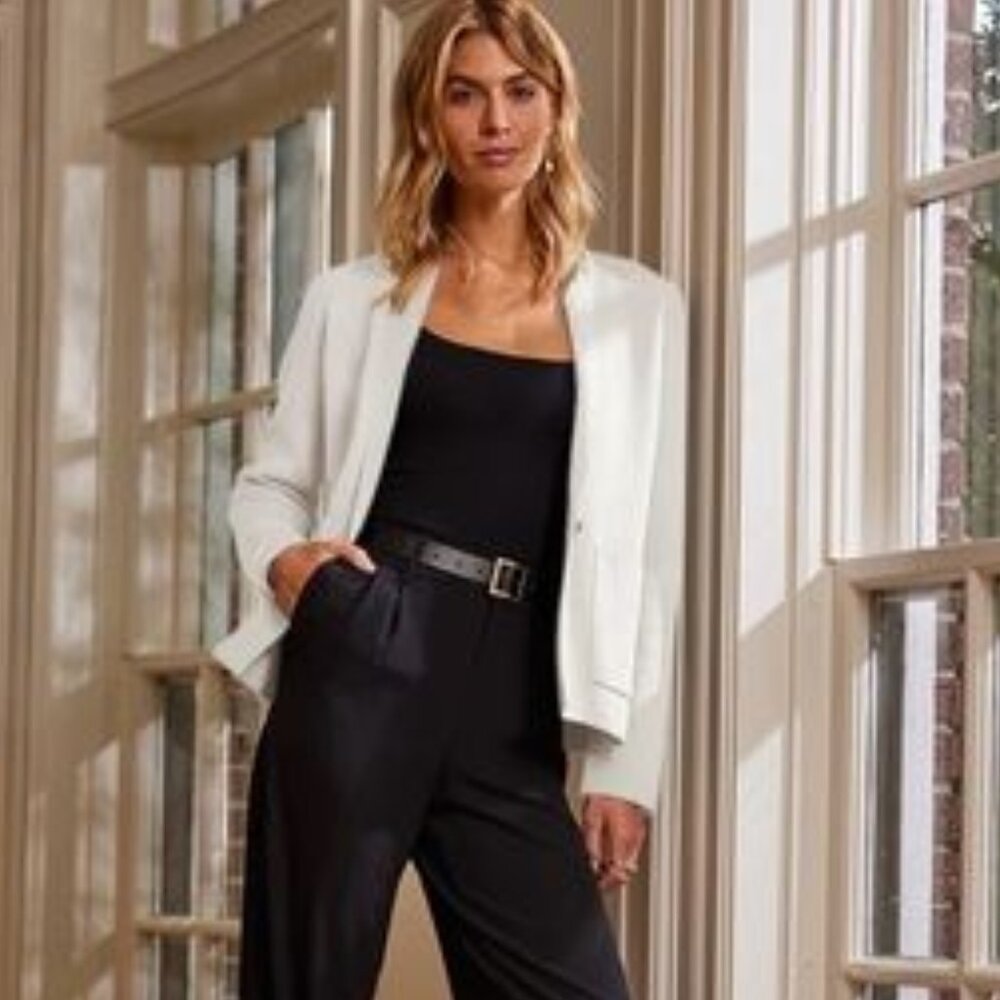 LIKE NEW!  Summersalt Organic Cotton Ribbed Sweater/Blazer in White Size 2XL